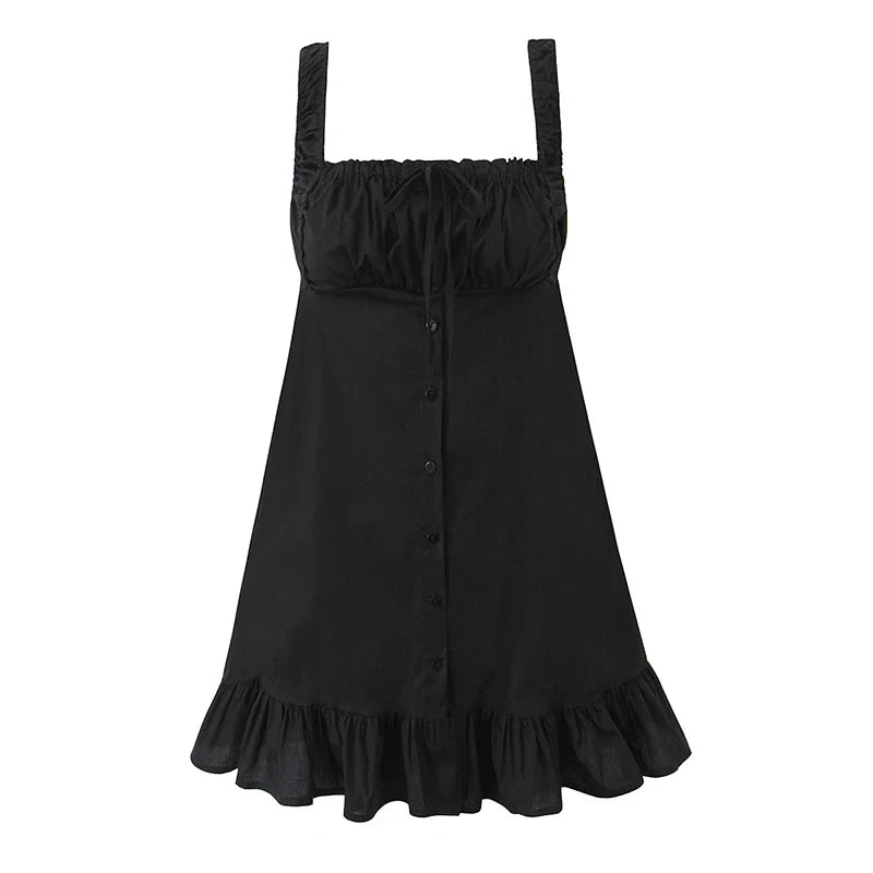 Black White Cotton Sleeveless Dresses
