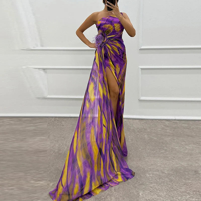 Elegant Off Shoulder High Waist Evening Dresses