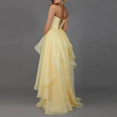 Elegant Strapless High Split Guest Dresses