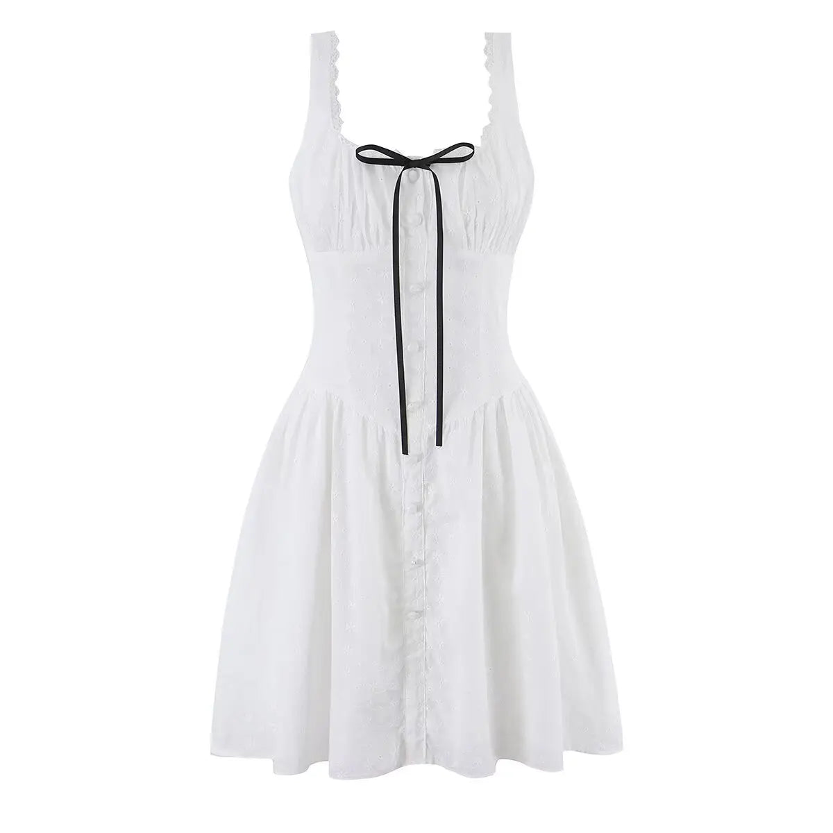 White Embroidery Mini Dresses