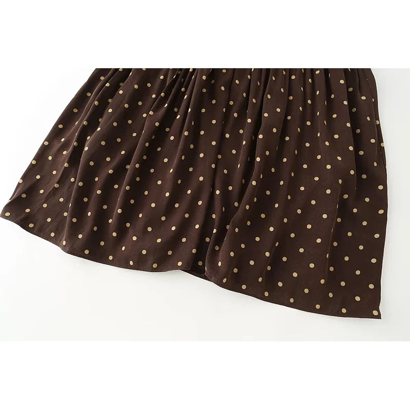 Brown Polka Dot Halter Maxi Dresses
