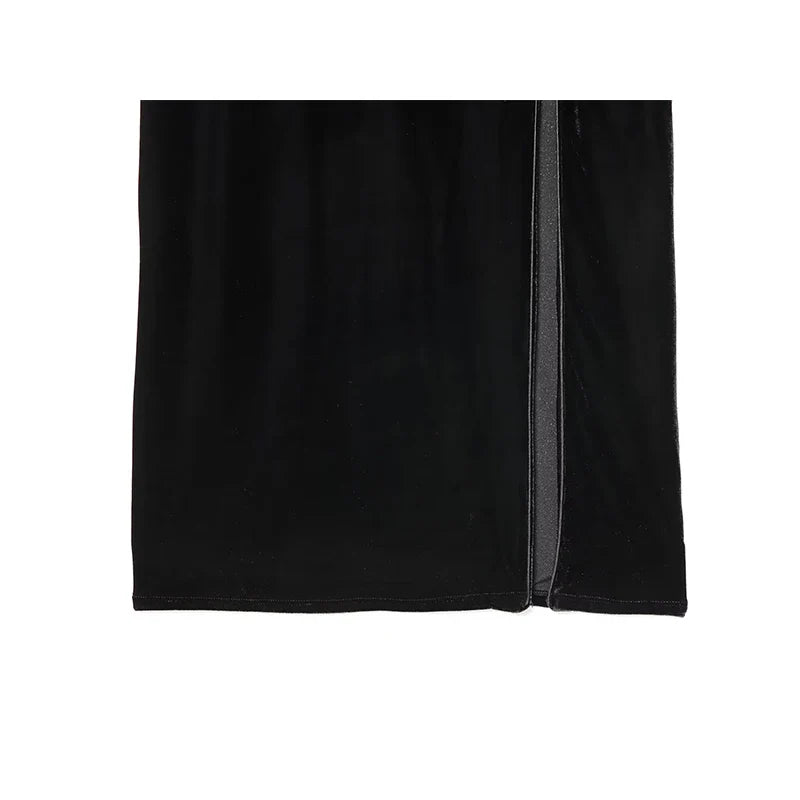 Vintage Velvet Slim Fit Chinese Style Cheongsam Dresses
