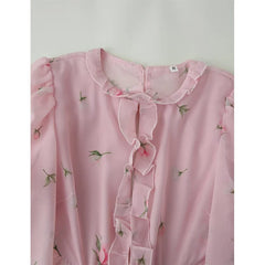 Sweet Girls Pink Ditsy Floral Chiffon Mini Dresses