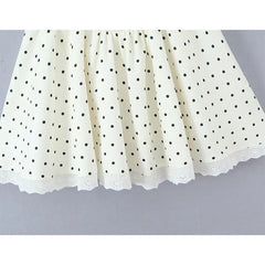 Sexy Sweet Girls Lace Trim Polka Dot Sling Mini Dresses Summer Low Waist A-line Vacation Party Dress