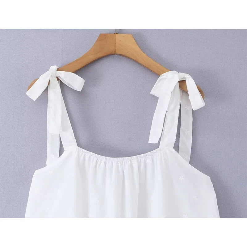 Tie Strap White Mini Dresses