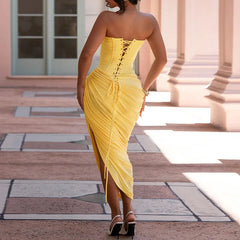 Strapless Slim Fit Pleated Summer Dresses