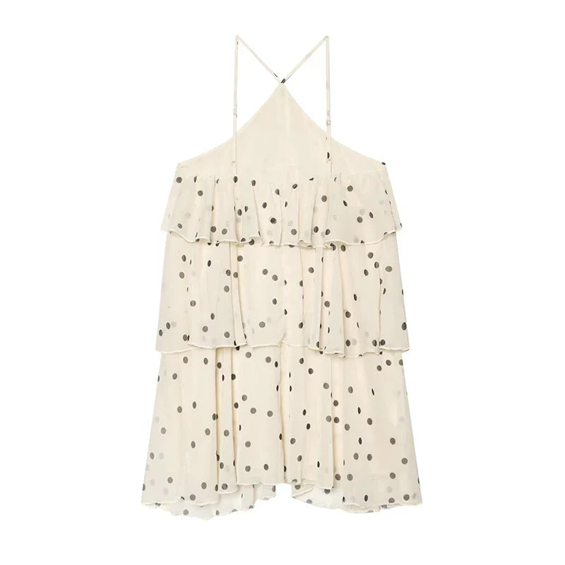 Polka Dot Halter Mini Dresses
