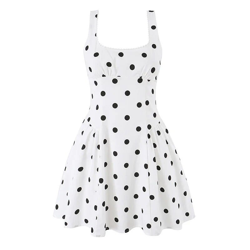 Summer Polka Dot Sleeveless Mini Dresses