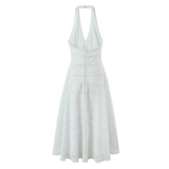 Vintage Polka Dot Halter Elegant Dresses Sexy Backless A-line Midi Summer Dresses