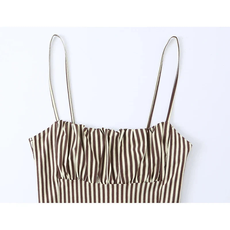 French Style Striped Camisole Dresses