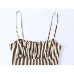 French Style Striped Camisole Dresses