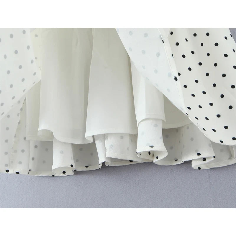 Sexy Spaghetti Straps Polka Dot White Mini Dresses