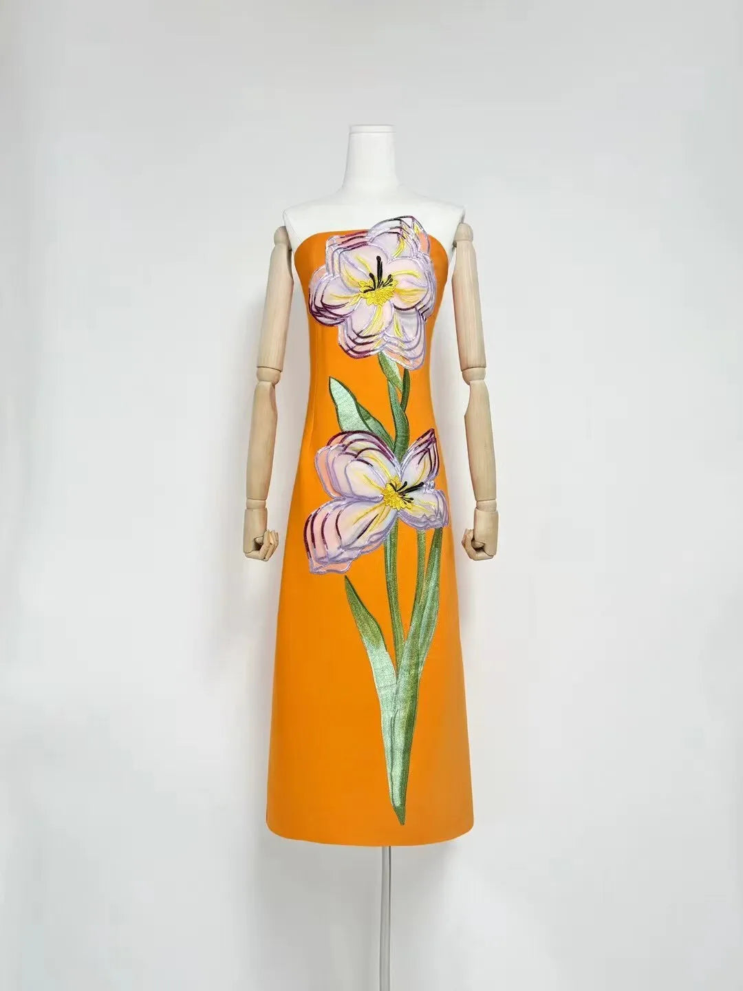 Summer Chest Wrapping Slim High Waist Pullover Long Dress,printed Flower spliced patchwork Straight Dresses