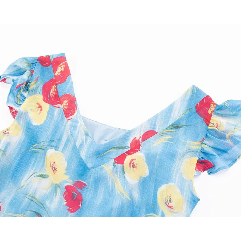 Print Square Neck Maxi Dresses