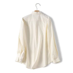 Commuting Style Long Sleeve Shirt Solid Lapel Collar Cotton Casual Office Shirts