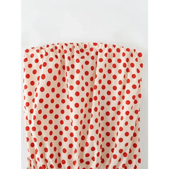 Sexy Chic Polka Dot Strapless Dresses Elastic Waist Summer Mini Vestidos Beach Vacation Dress
