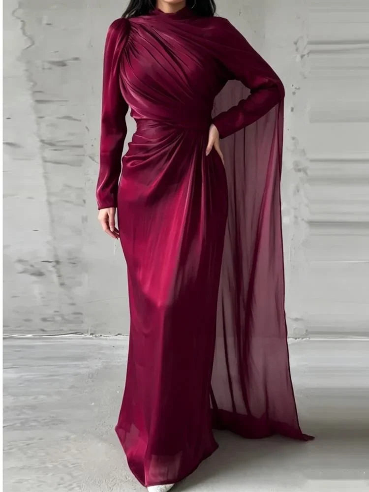 Autumn Elegant Temperament Round Neck Long Sleeved Dresses