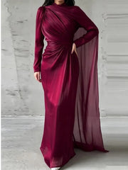 Autumn Elegant Temperament Round Neck Long Sleeved Dresses