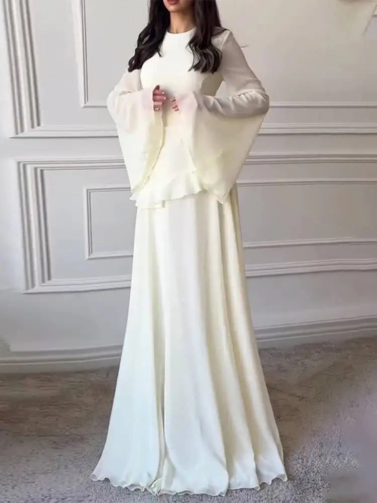 Autumn Round Neck Long Sleeve Irregular Slimming Dresses