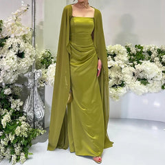 Sexy Backless Lace Up Bridesmaid Dresses Casual Square Neck Slim Fit Evening Gown Elegant Shawl Sleeves Solid Color Robe Dress