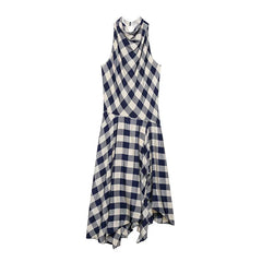 Vintage Plaid Halter Midi Dresses