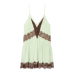 Lace Patchwork Deep V Neck Sling Sexy Dresses
