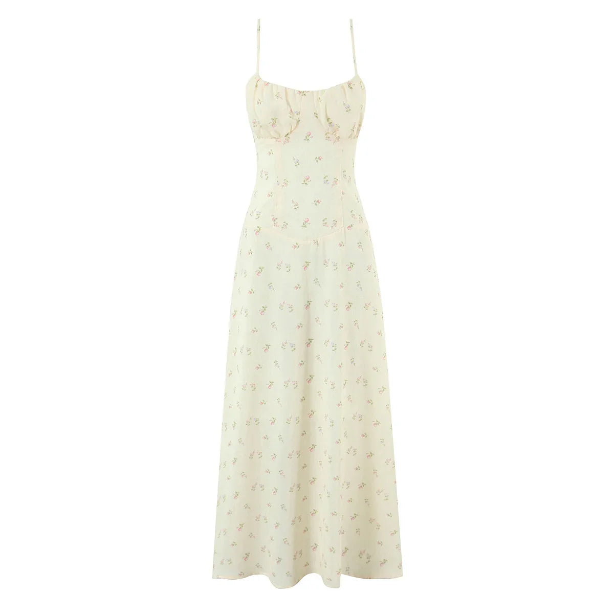 Sexy Spaghetti Straps Floral Print Midi Long Dresses
