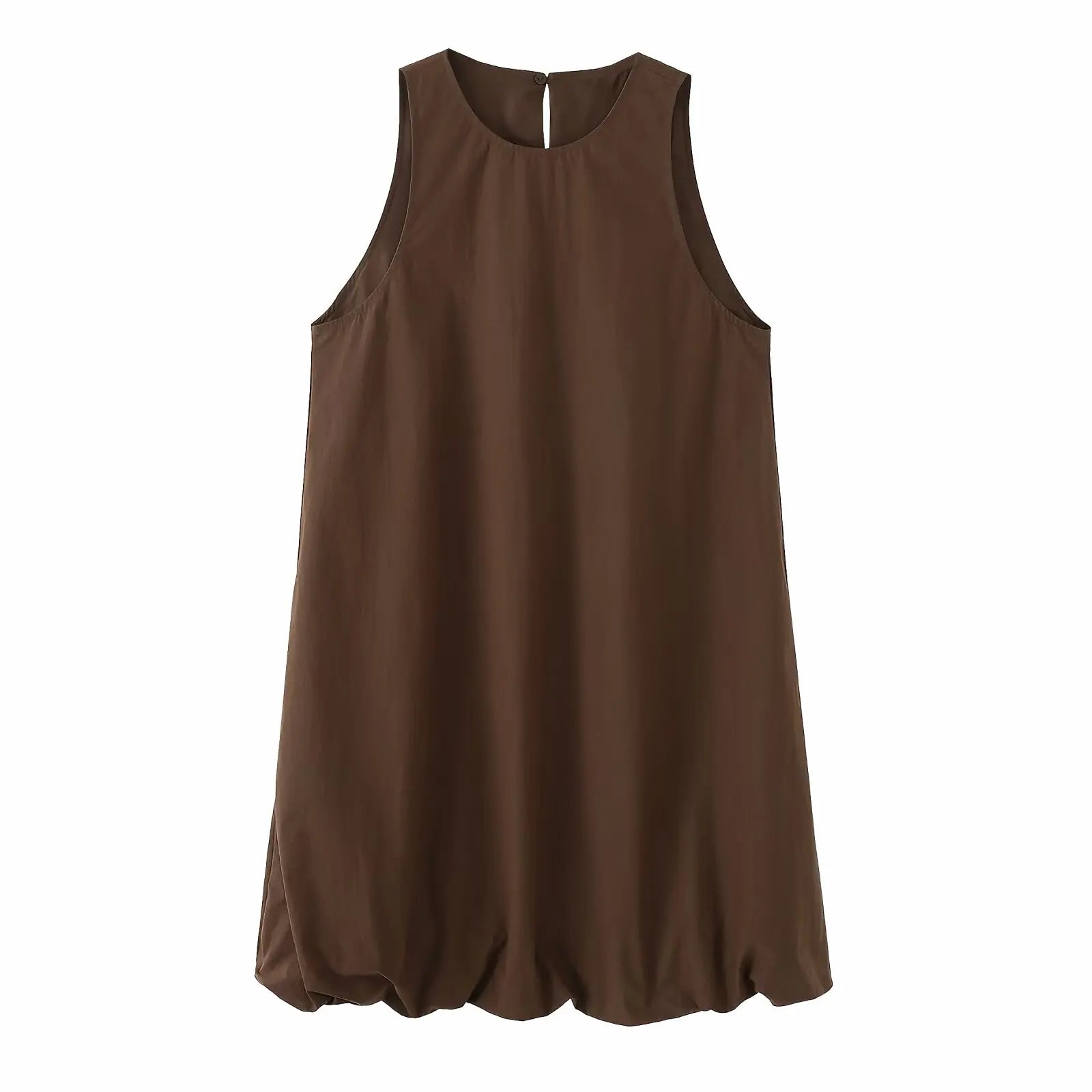 Brown Sleeveless Mini Dresses