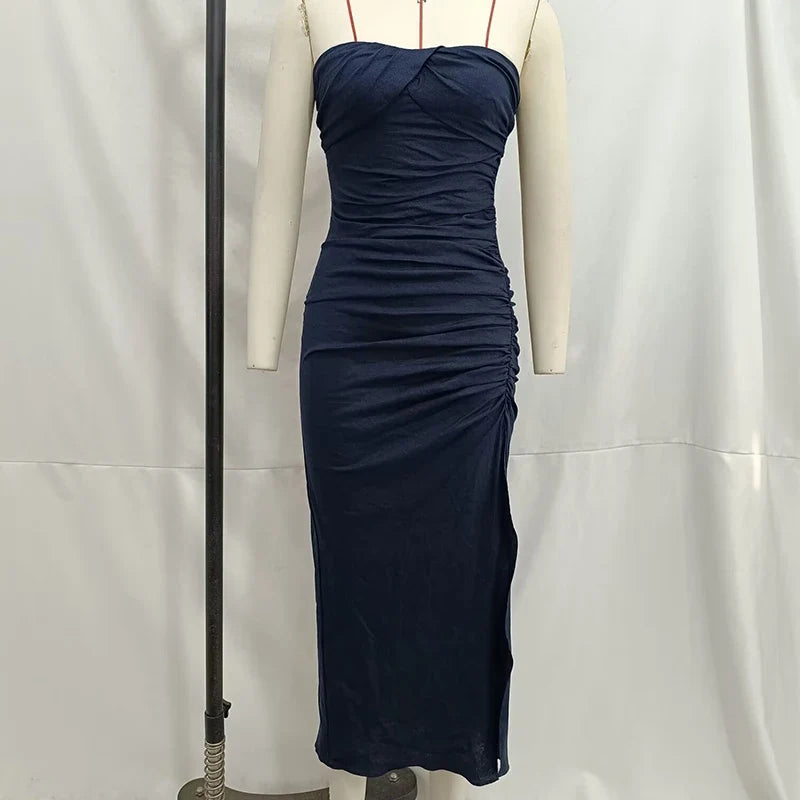 Sexy Ruched Strapless Midi Dresses