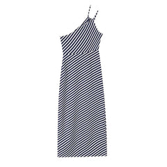 Positioning Diagonal Stripe Asymmetric Sling Dresses