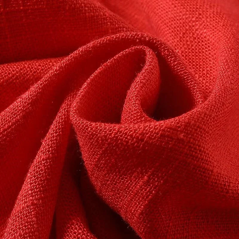 Simple Sexy Red Spaghetti Strap Linen Maxi Dresses