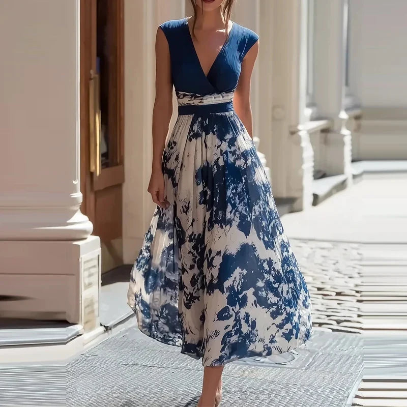 Ladies Elegant Cocktail Party Dresses Sexy V Neck Sleeveless Slim Fit Commuter Dresses
