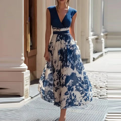 Ladies Elegant Cocktail Party Dresses Sexy V Neck Sleeveless Slim Fit Commuter Dresses