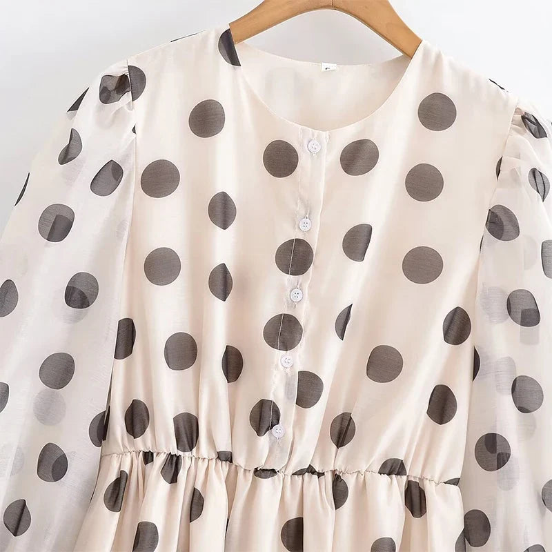 Spring Autumn Vintage Polka Dot Dresses