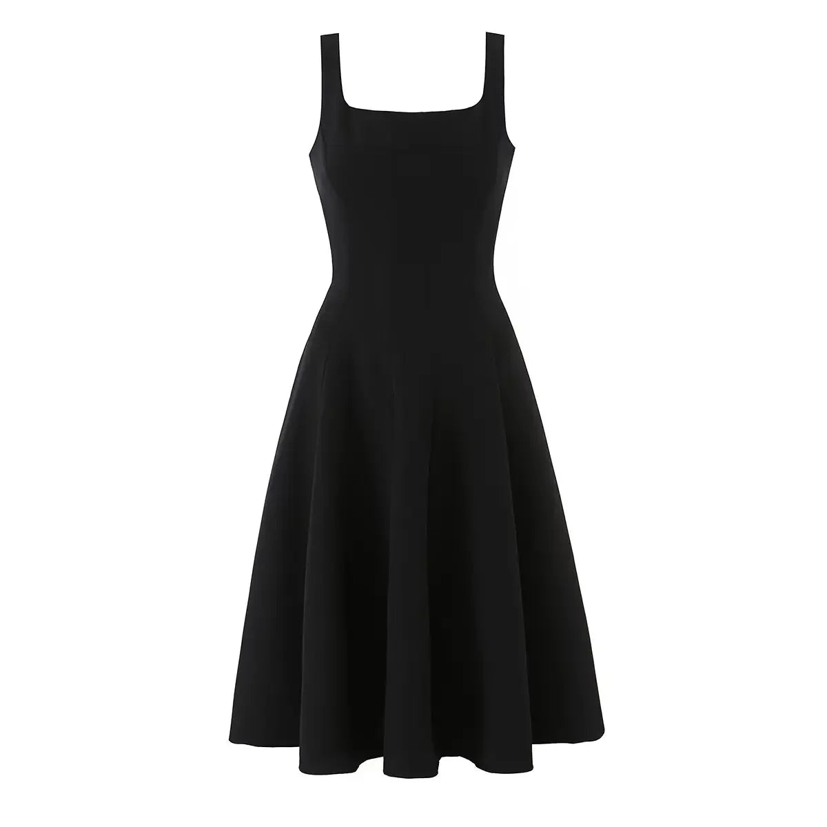 Black Square Neck Midi Dresses