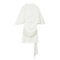 White Cape Sleeve Mini Dresses