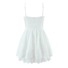 Sexy Pretty Girls Floral Embroidery Sling Mini Dresses Vacation Party Summer Dresses