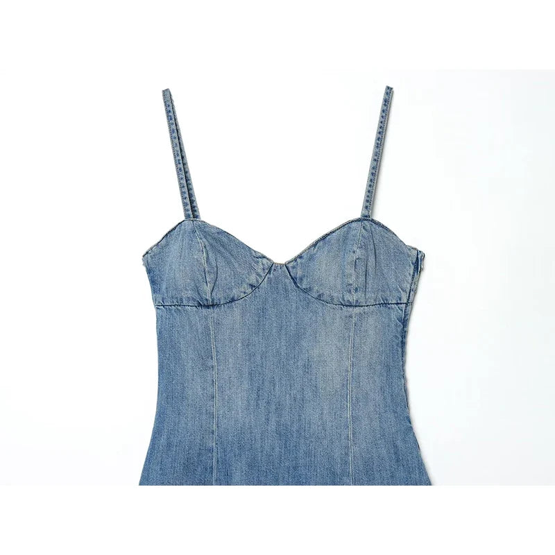 Light Blue Denim Mini Dresses