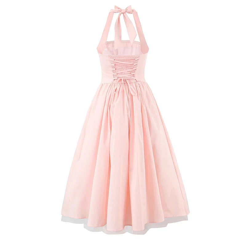 Sexy Backless Halter Elegant Clothes Evening Party Festival Dresses