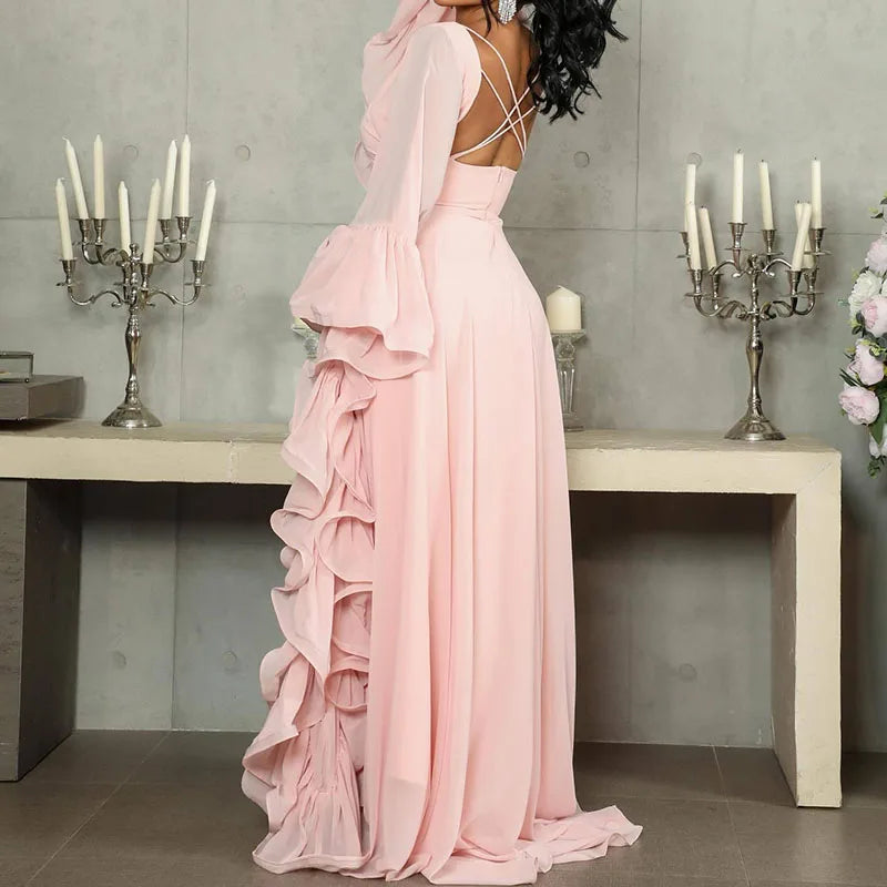 Spring Ruffle Design Long Dresses