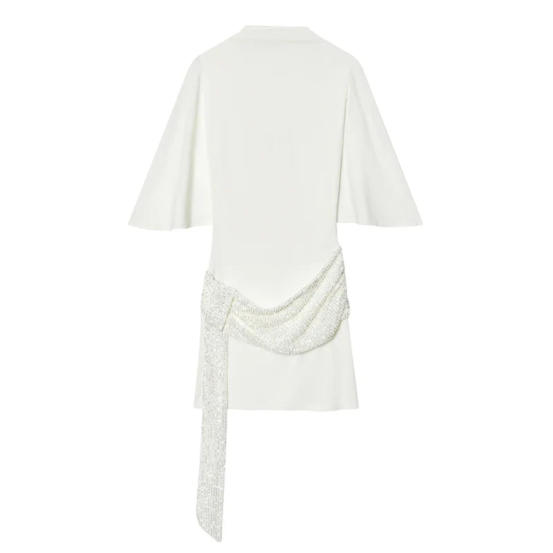 White Cape Sleeve Mini Dresses