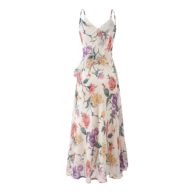 Boho Floral Print Midi Dresses