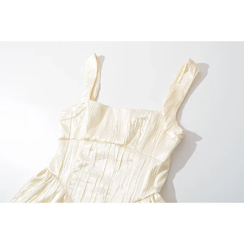 Sexy Elegant Evening Party Dresses Pretty Girl Square Neck Sleeveless A-line Midi Summer Dresses
