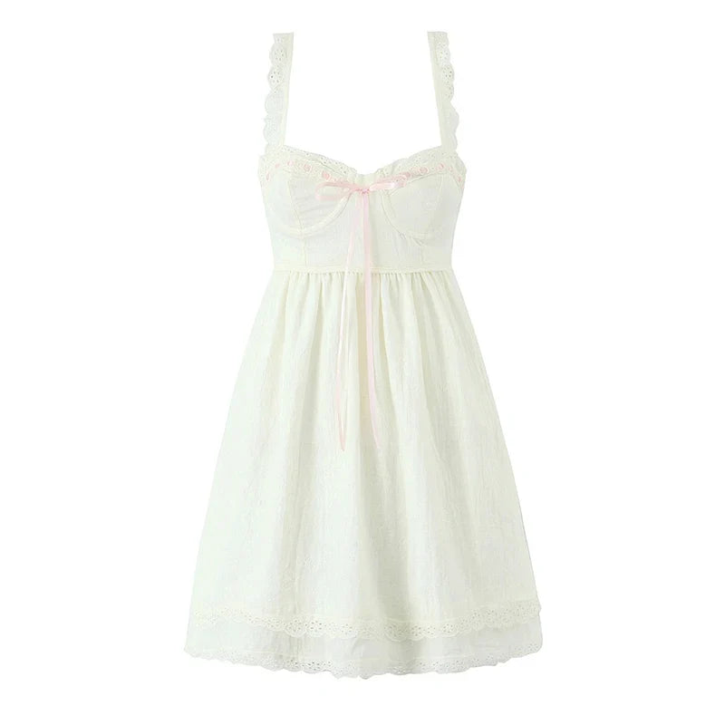 Sexy Backless Lace Up Casual Summer Dresses Elegant High Waist A-line Mini Dresses