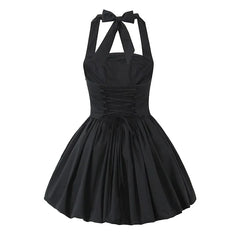 Sexy Backless Pleated Hem Halter Ball Gown Dresses