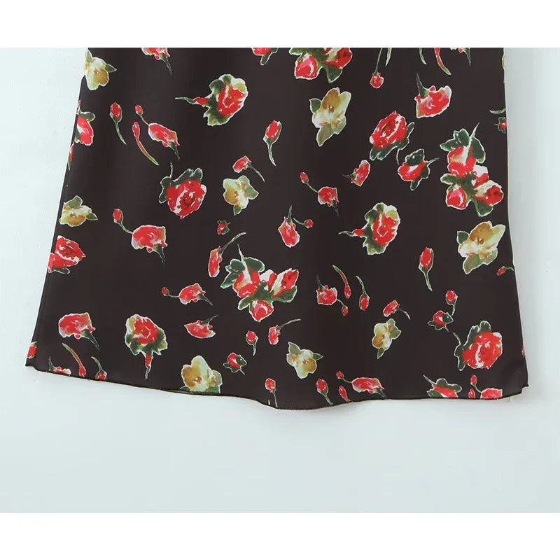 Romantic Lace Trim Floral Print Pencil Sexy Dresses