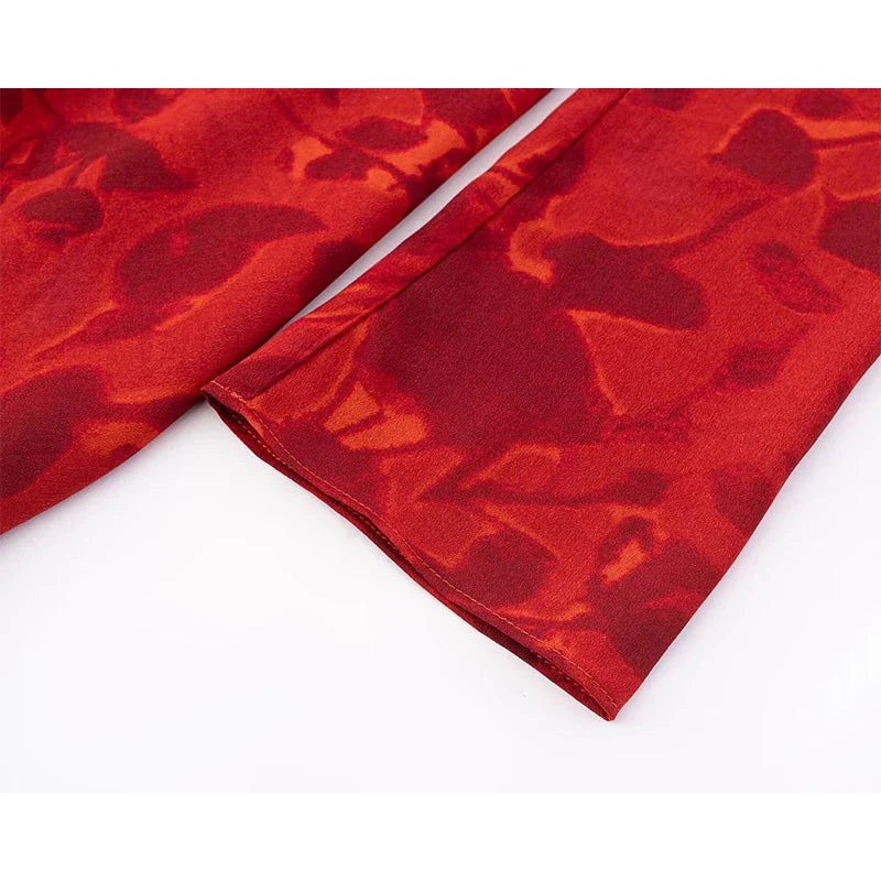 Vintage Red Floral Print Dresses