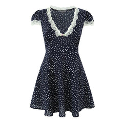 Navy Blue Polka Dot Mini Dresses