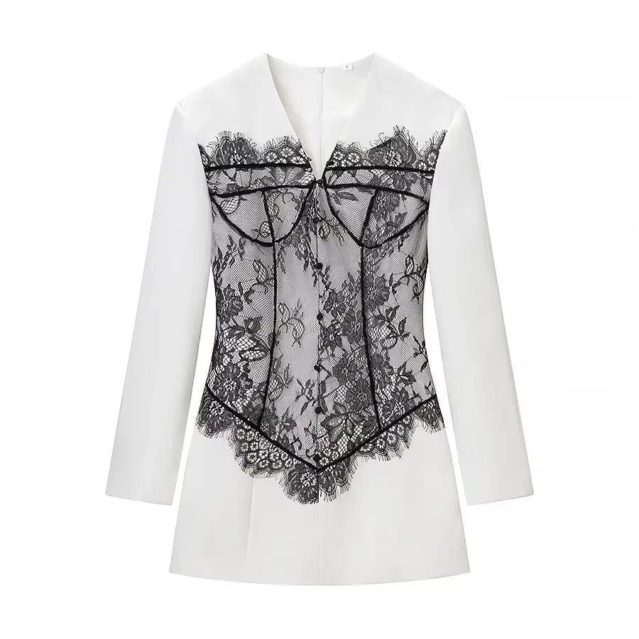 Sexy Lace Patchwork White Dresses