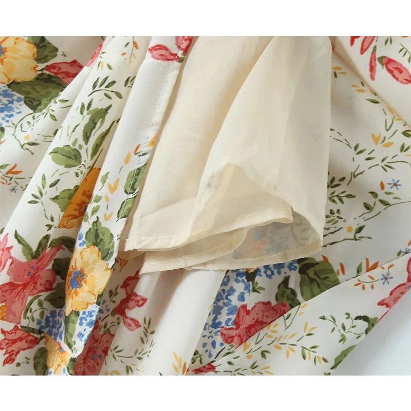 French Style Floral Print Sexy Spaghetti Straps Dresses